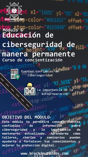 Afiche del módulo 6: Educación en ciberseguridad de manera permanente